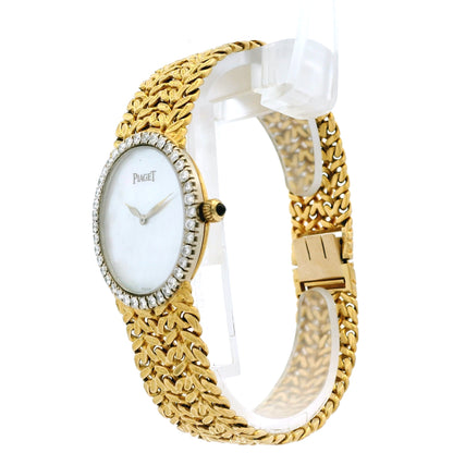 Piaget 9826 N21 18k Yellow Gold Mother of Pearl Diamond Bezel Ladies Watch