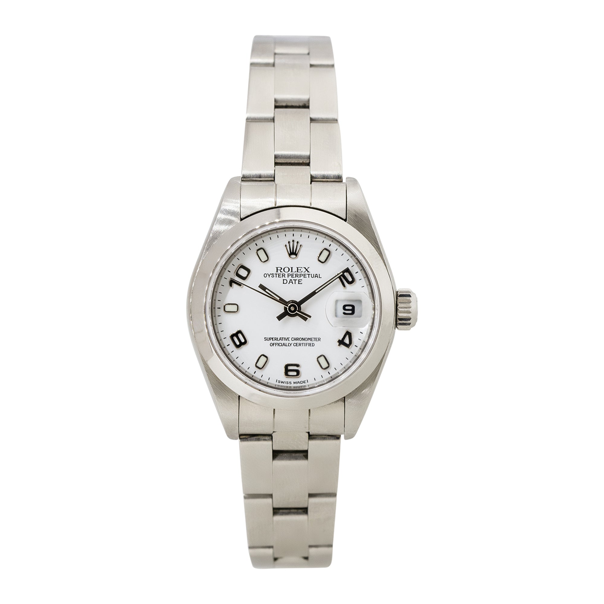 Rolex 79160 Oyster Perpetual Date Stainless Steel White Semi-Arabic Dial Watch