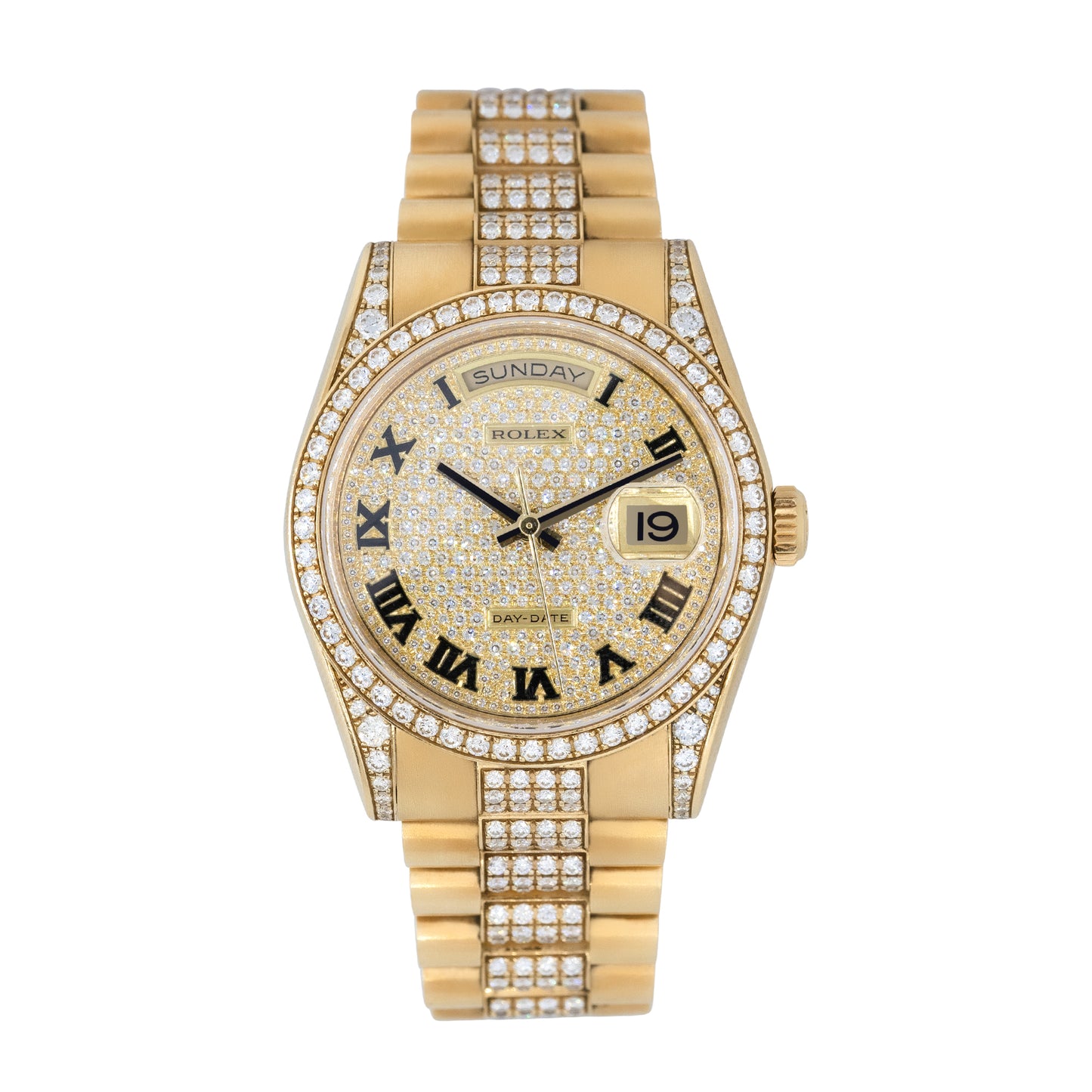 Rolex 118388 Day-Date 18k Yellow Gold Factory Diamond Dial Watch