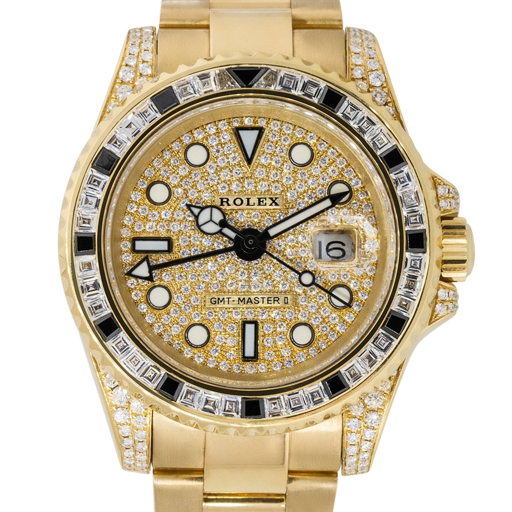 Rolex 116718LN GMT-Master II 18k Yellow Gold Diamond Pave Watch