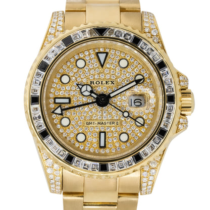 Rolex 116718LN GMT-Master II 18k Yellow Gold Diamond Pave Watch
