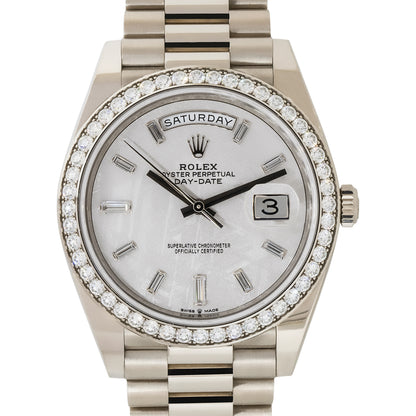 Rolex 228349RBR Day-Date 18k White Gold Meteorite Diamond Dial Watch