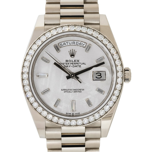 Rolex 228349RBR Day-Date 18k White Gold Meteorite Diamond Dial Watch