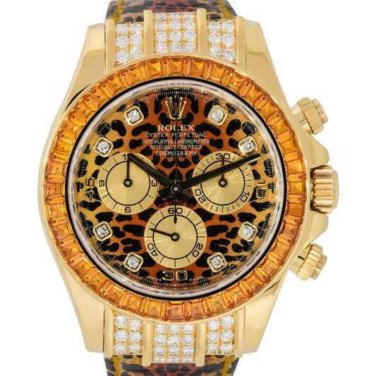 Rolex 116598SACO Daytona 18k Yellow Gold "Leopard" Sapphire & Diamond Watch