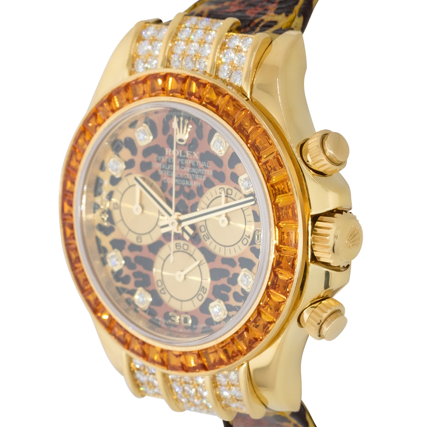 Rolex 116598SACO Daytona 18k Yellow Gold "Leopard" Sapphire & Diamond Watch