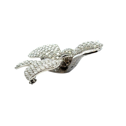 18k White Gold approx. 9ctw Diamond Pave Flower Brooch