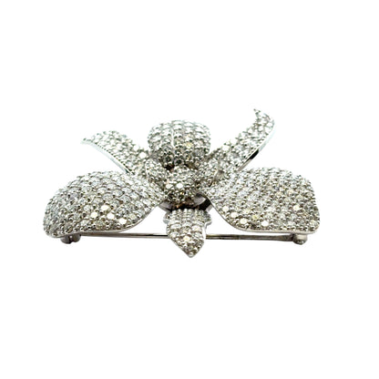 18k White Gold approx. 9ctw Diamond Pave Flower Brooch