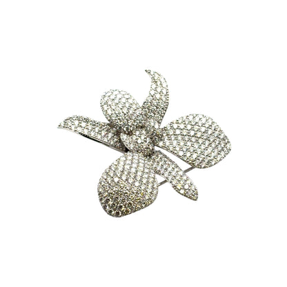18k White Gold approx. 9ctw Diamond Pave Flower Brooch