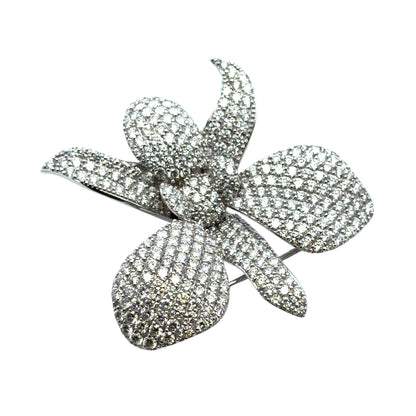 18k White Gold approx. 9ctw Diamond Pave Flower Brooch