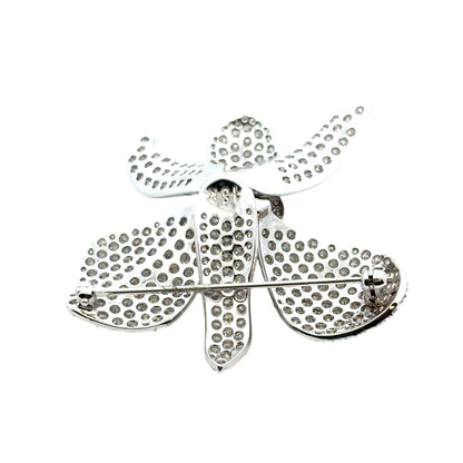 18k White Gold approx. 9ctw Diamond Pave Flower Brooch
