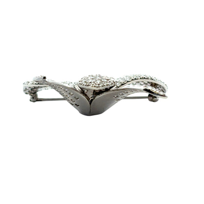 18k White Gold approx. 9ctw Diamond Pave Flower Brooch