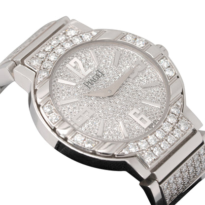 Piaget Polo 18k White Gold Diamond Pave Ladies Watch