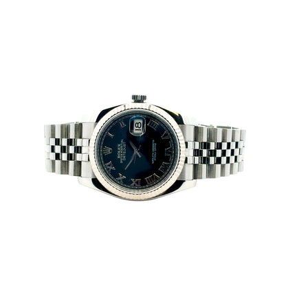 Rolex 116234 Datejust Stainless Steel and 18k White Gold Bezel Factory Black Dial 36mm Watch