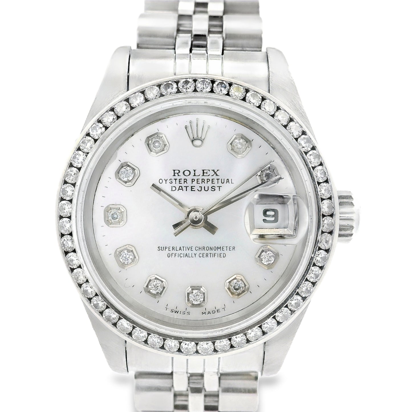 Rolex 79160 Datejust 26mm Aftermarket Mother of Pearl Diamond Dial and Bezel Watch