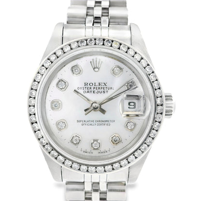 Rolex 79160 Datejust 26mm Aftermarket Mother of Pearl Diamond Dial and Bezel Watch