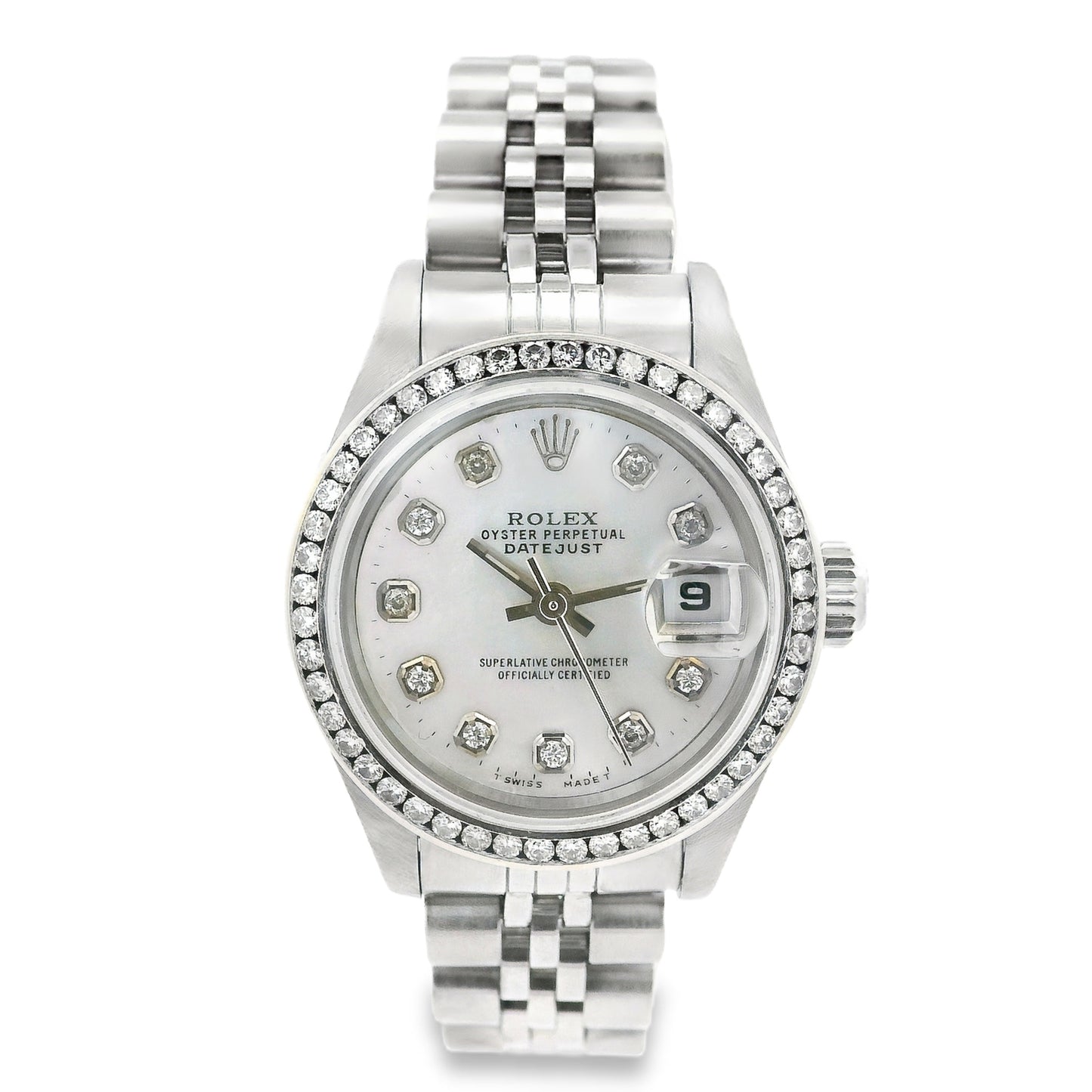 Rolex 79160 Datejust 26mm Aftermarket Mother of Pearl Diamond Dial and Bezel Watch