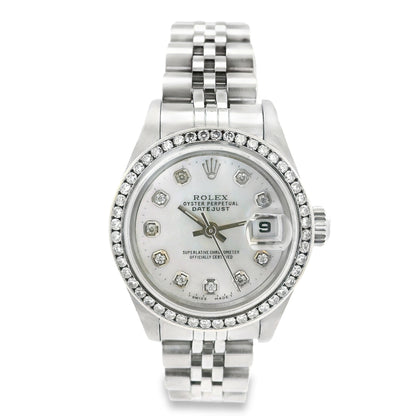 Rolex 79160 Datejust 26mm Aftermarket Mother of Pearl Diamond Dial and Bezel Watch
