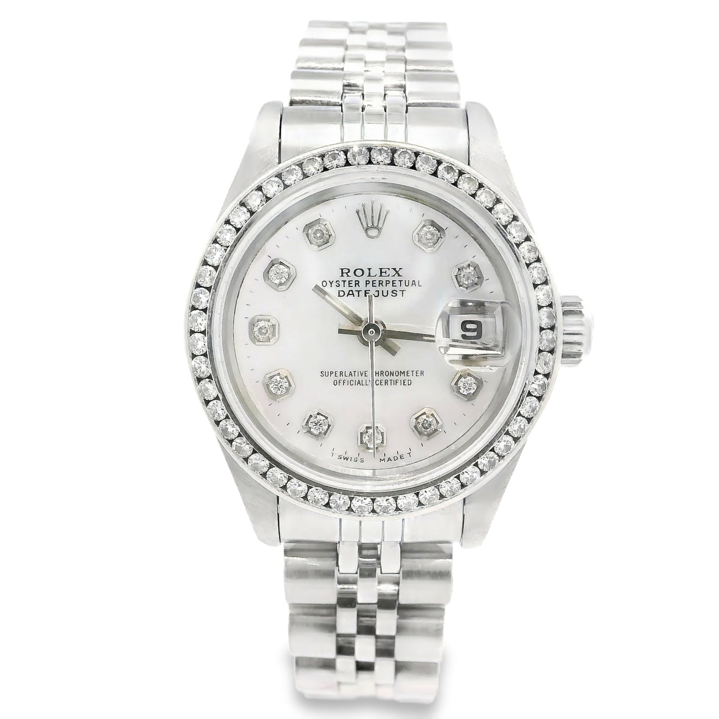 Rolex 79160 Datejust 26mm Aftermarket Mother of Pearl Diamond Dial and Bezel Watch