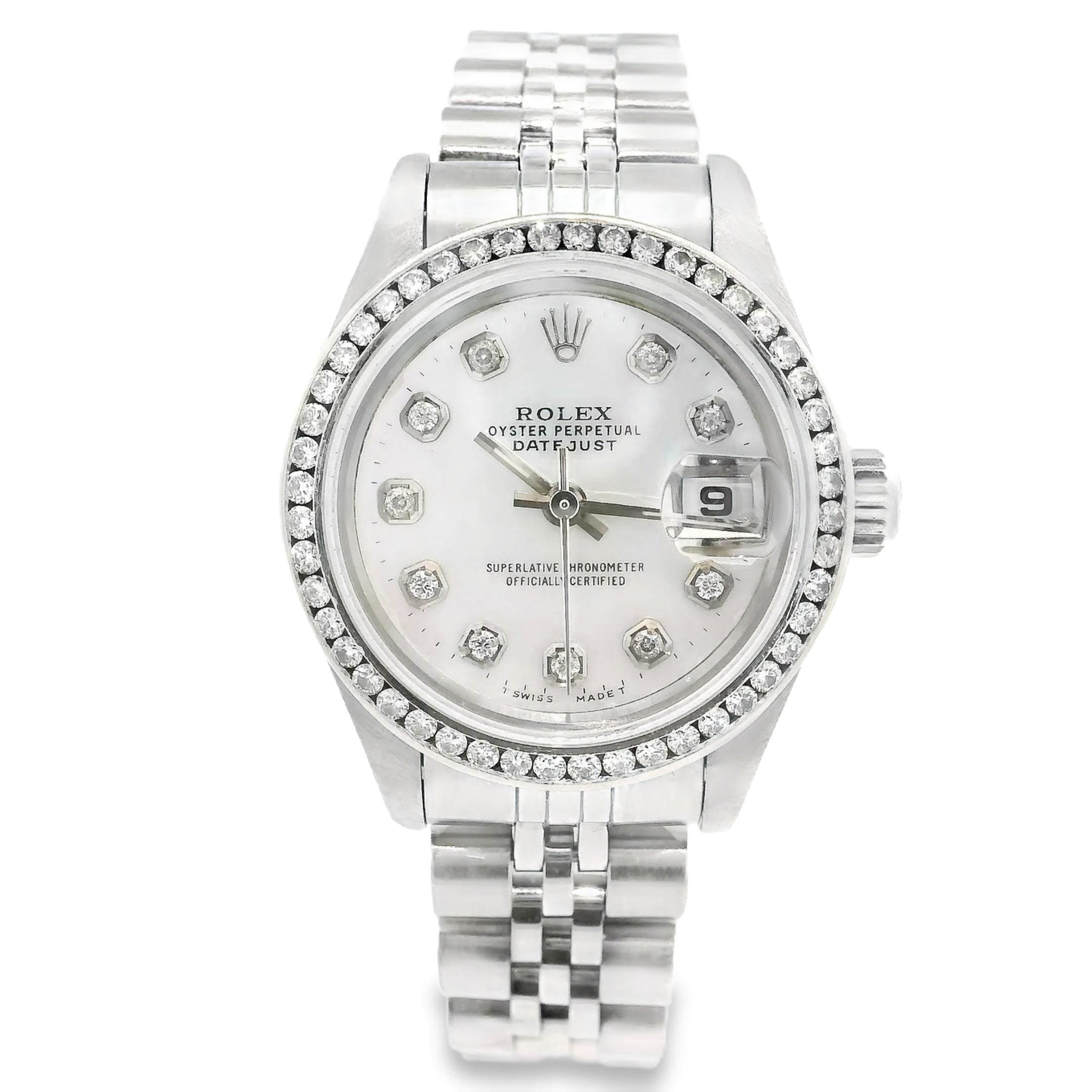 Rolex 79160 Datejust 26mm Aftermarket Mother of Pearl Diamond Dial and Bezel Watch