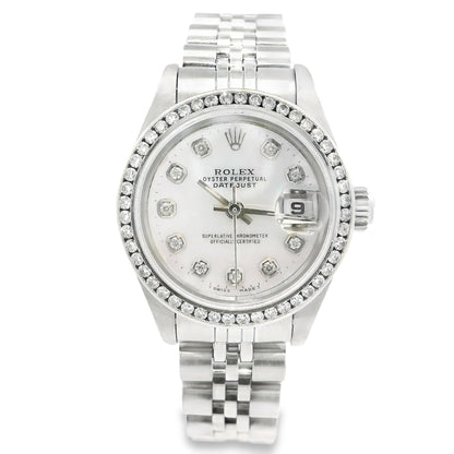 Rolex 79160 Datejust 26mm Aftermarket Mother of Pearl Diamond Dial and Bezel Watch