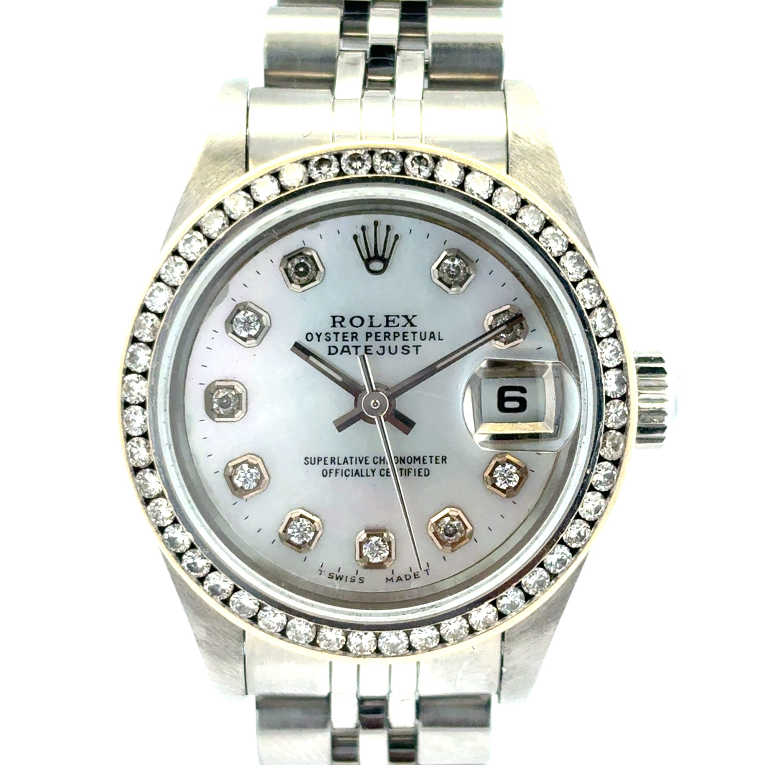 Rolex 79160 Datejust 26mm Aftermarket Mother of Pearl Diamond Dial and Bezel Watch