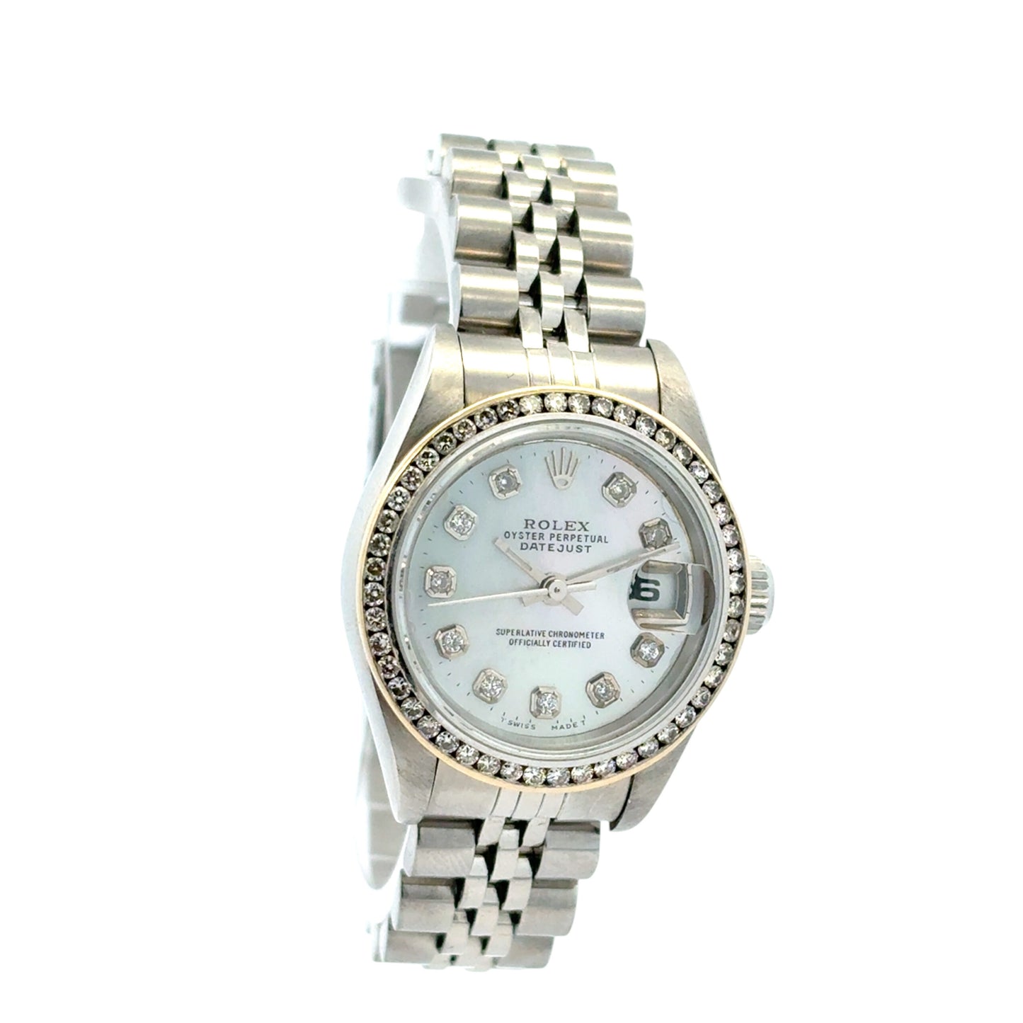 Rolex 79160 Datejust 26mm Aftermarket Mother of Pearl Diamond Dial and Bezel Watch