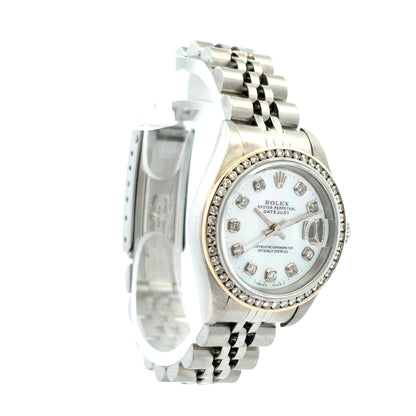 Rolex 79160 Datejust 26mm Aftermarket Mother of Pearl Diamond Dial and Bezel Watch