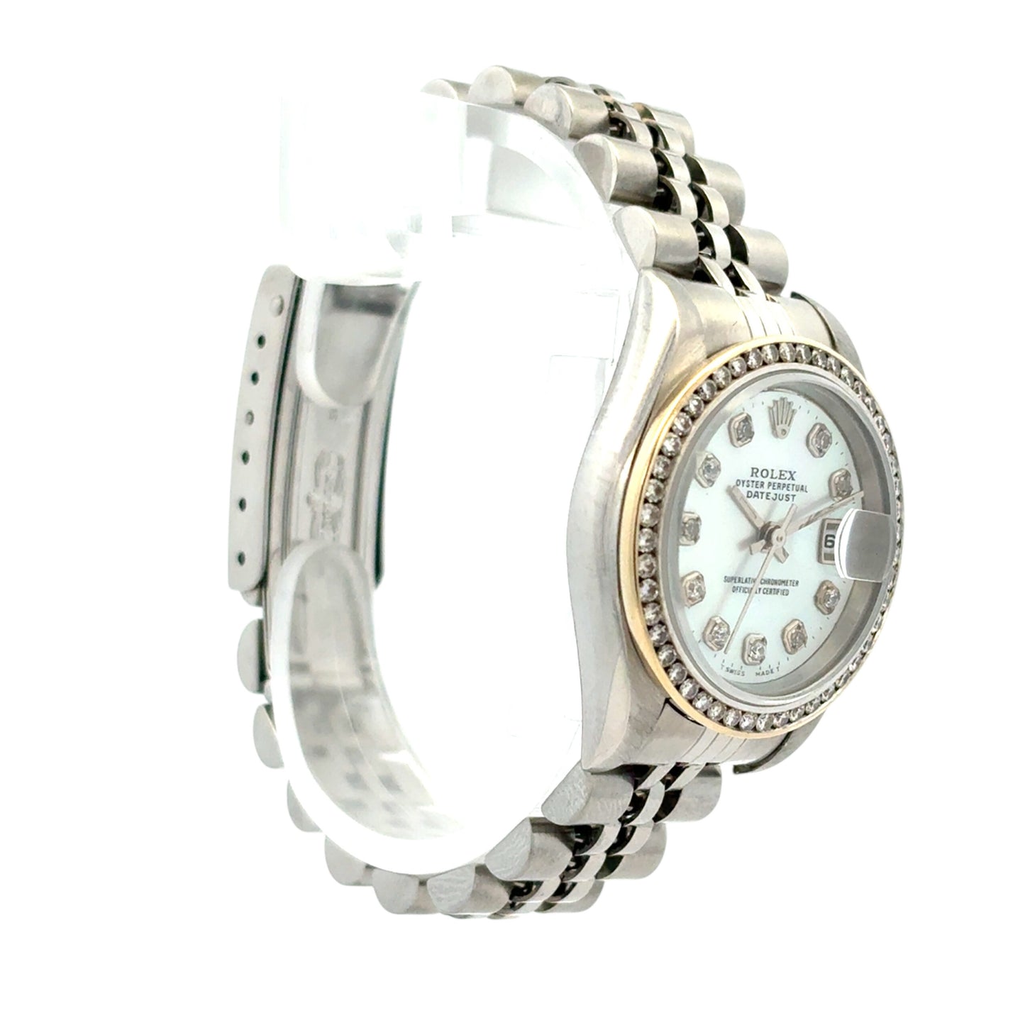Rolex 79160 Datejust 26mm Aftermarket Mother of Pearl Diamond Dial and Bezel Watch