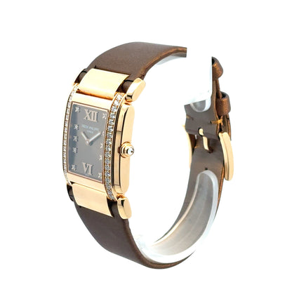 Patek Philippe Twenty-4 4920R-001 18k Rose Gold Diamond Bezel Chocolate Dial Ladies Watch 