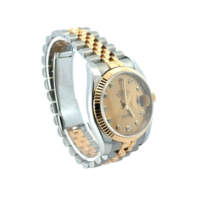 Rolex 116233 Datejust Two Tone 18k Yellow Gold Champagne Diamond Dial Watch