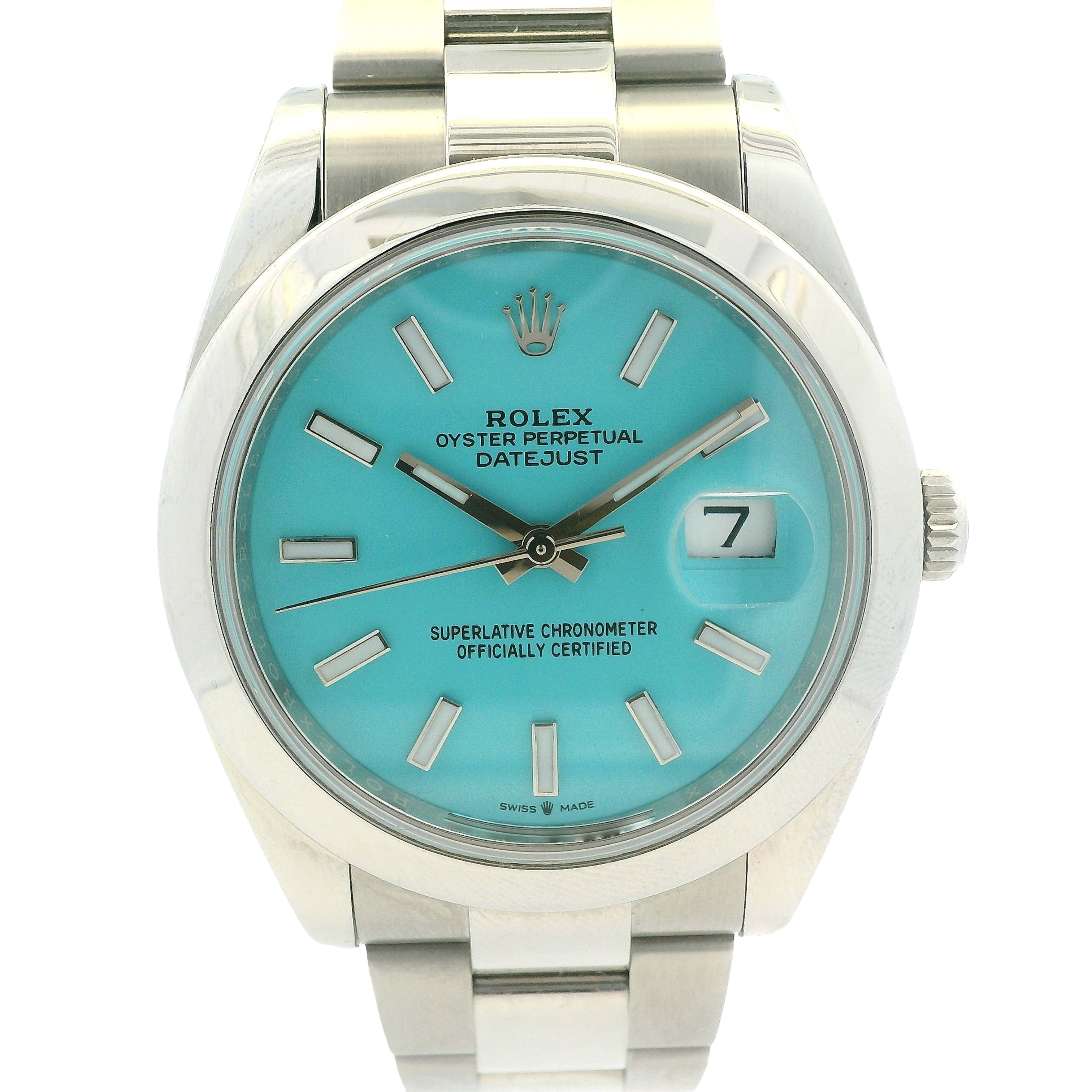 Rolex Datejust 126300 Stainless Oystersteel with Aftermarket Turquoise Dial 41mm Watch
