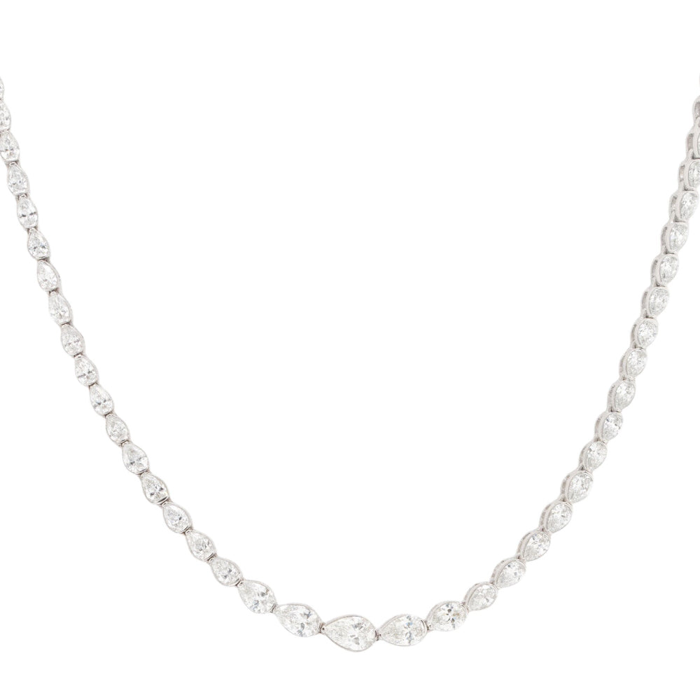14k White Gold 3.45ctw Graduating Pear Diamond Necklace