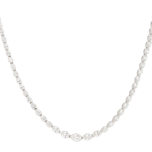 14k White Gold 3.45ctw Graduating Pear Diamond Necklace