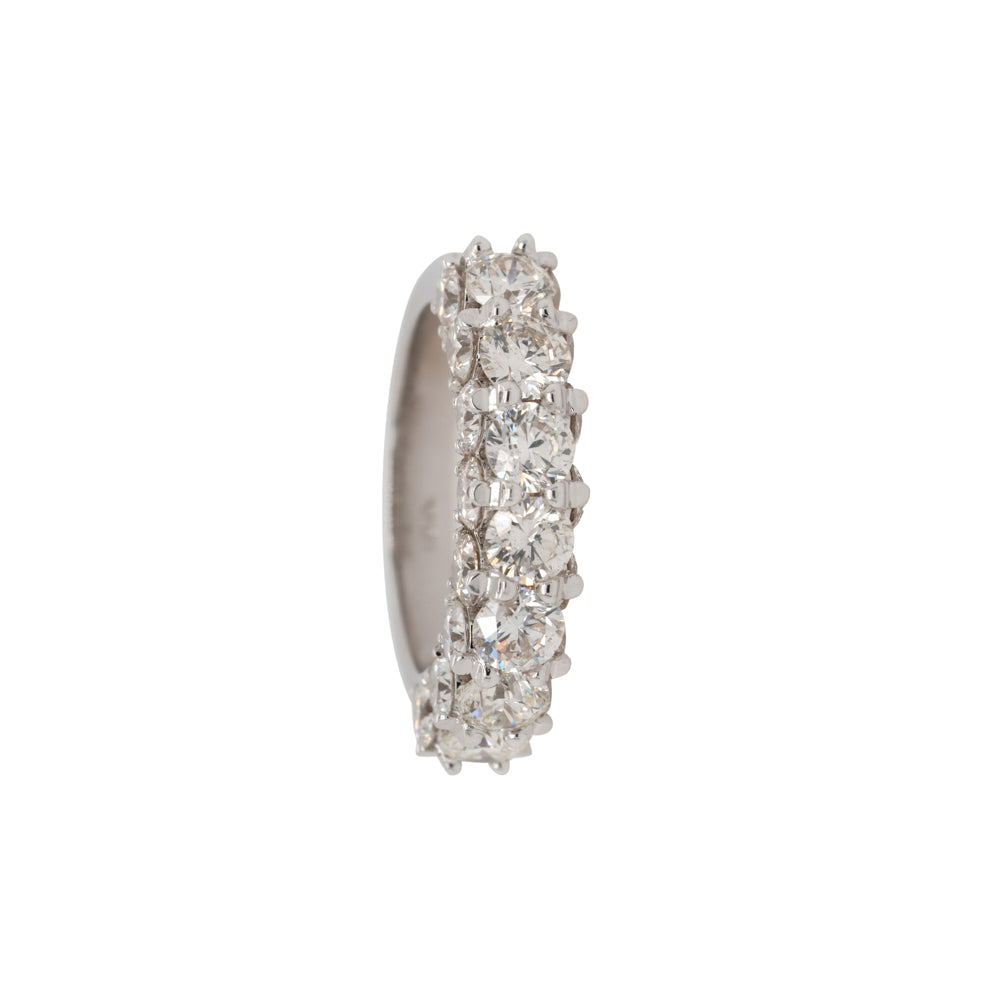 18k White Gold 3.50ctw Natural Round Diamond Three Row Ring