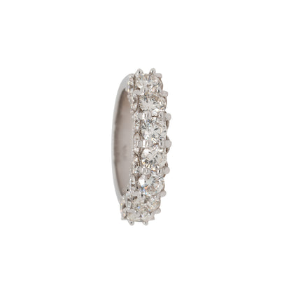 18k White Gold 3.50ctw Natural Round Diamond Three Row Ring