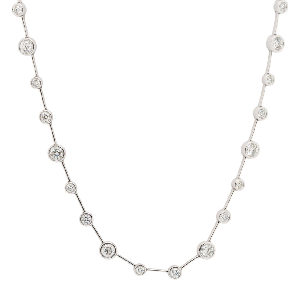 14k White Gold Diamond By-The-Yard Bezel Necklace