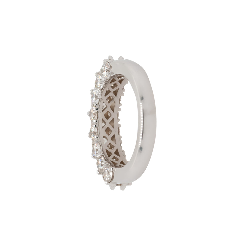 18k White Gold 3.50ctw Natural Round Diamond Three Row Ring