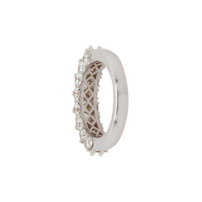 18k White Gold 3.50ctw Natural Round Diamond Three Row Ring