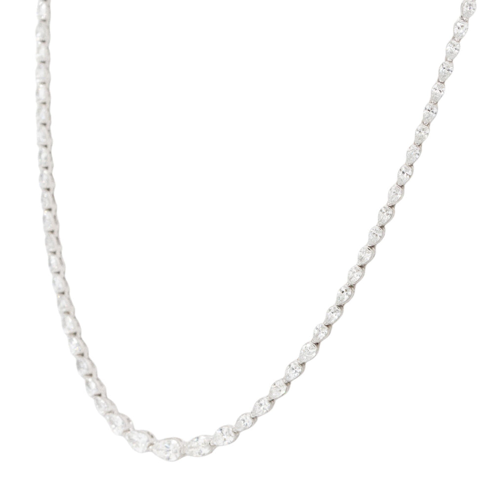 14k White Gold 3.45ctw Graduating Pear Diamond Necklace