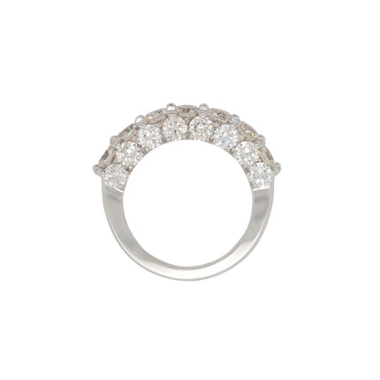 18k White Gold 3.50ctw Natural Round Diamond Three Row Ring