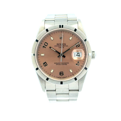 Rolex Oyster Perpetual Date 15210 Salmon Dial Stainless Steel 34mm Watch