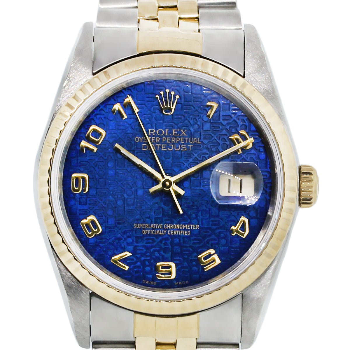 Rolex 16233 Datejust Two Tone Blue Dial Jubilee Watch