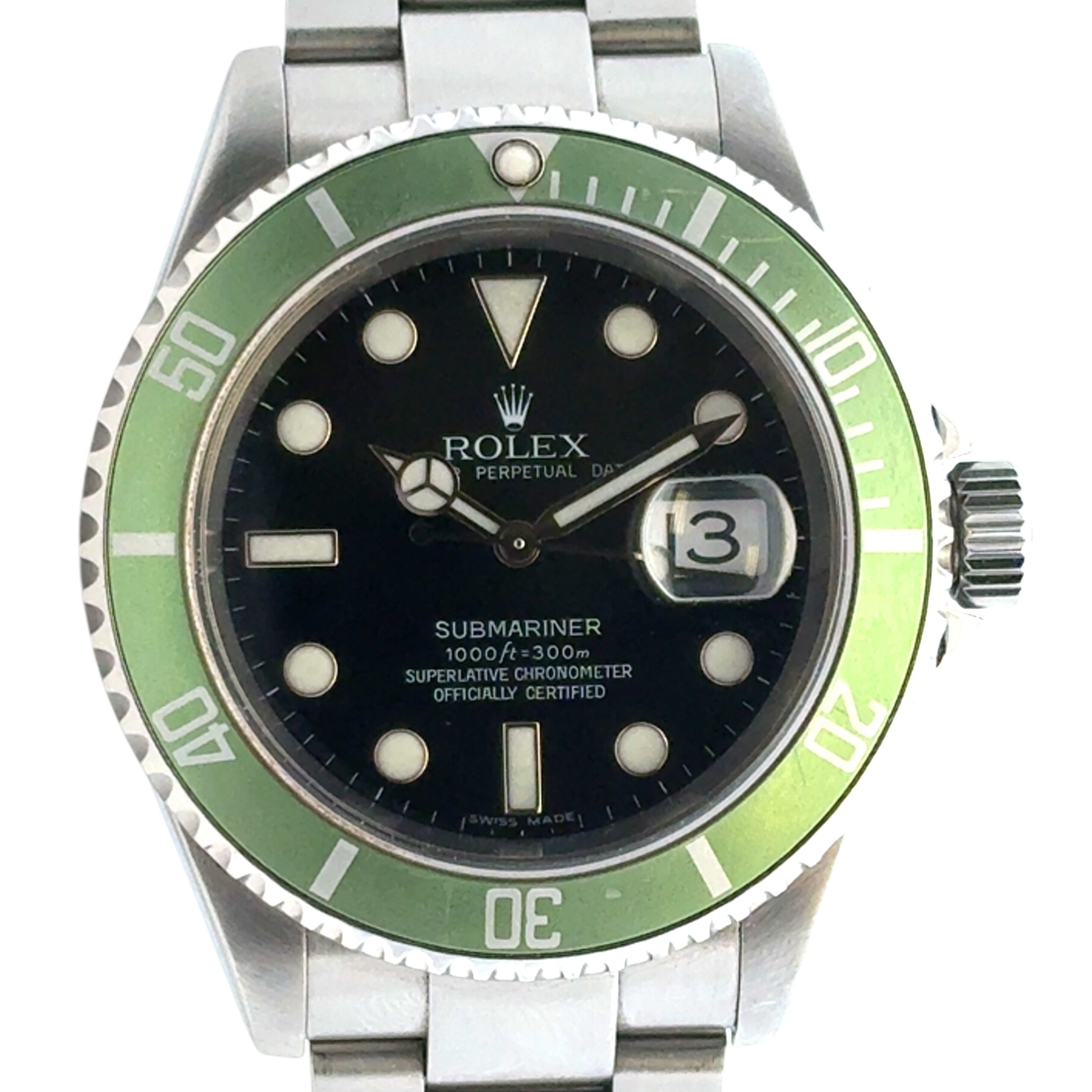 Rolex 16610 Submariner Stainless Steel Kermit Black Dial Green "Ghost" Bezel Watch