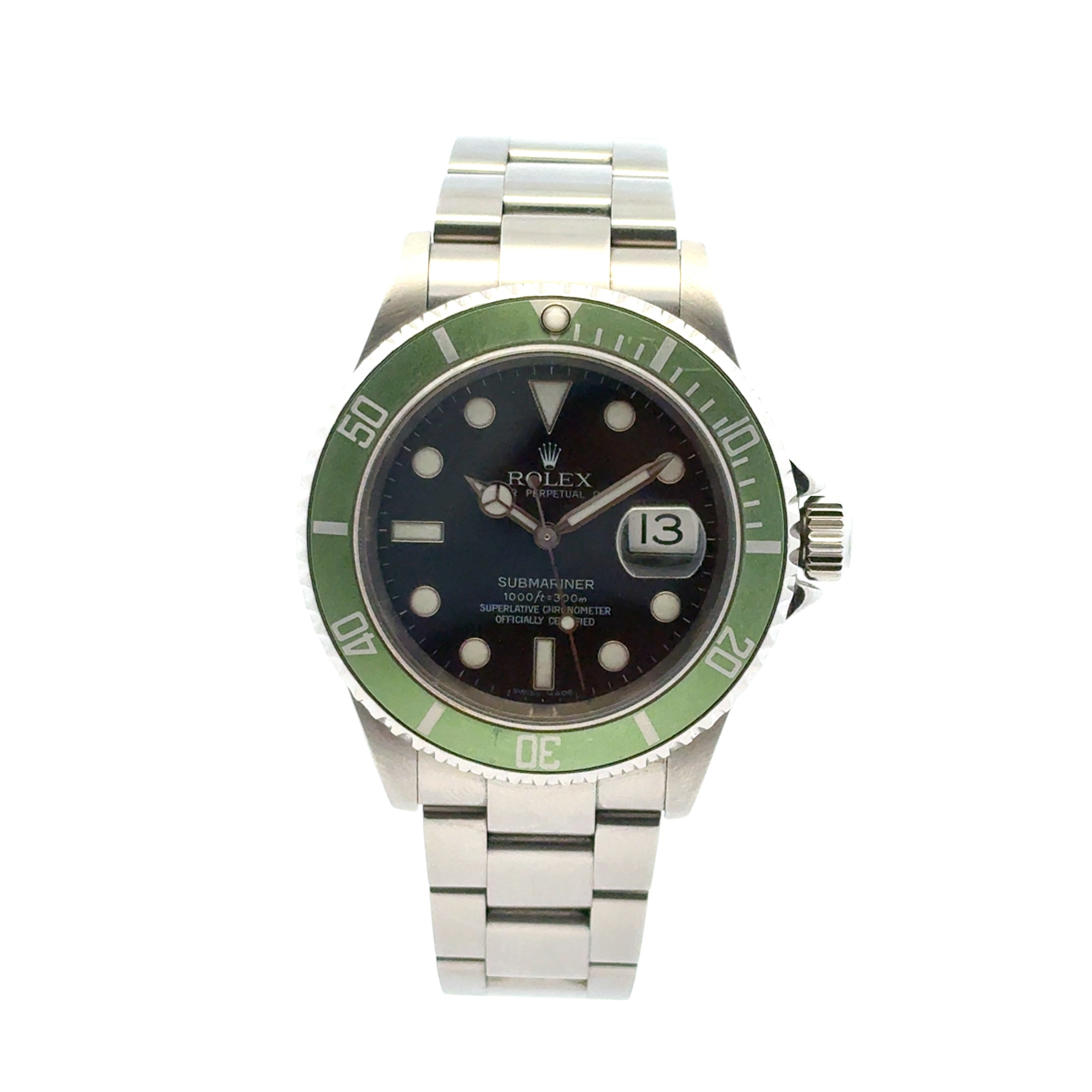 Rolex 16610 Submariner Stainless Steel Kermit Black Dial Green "Ghost" Bezel Watch