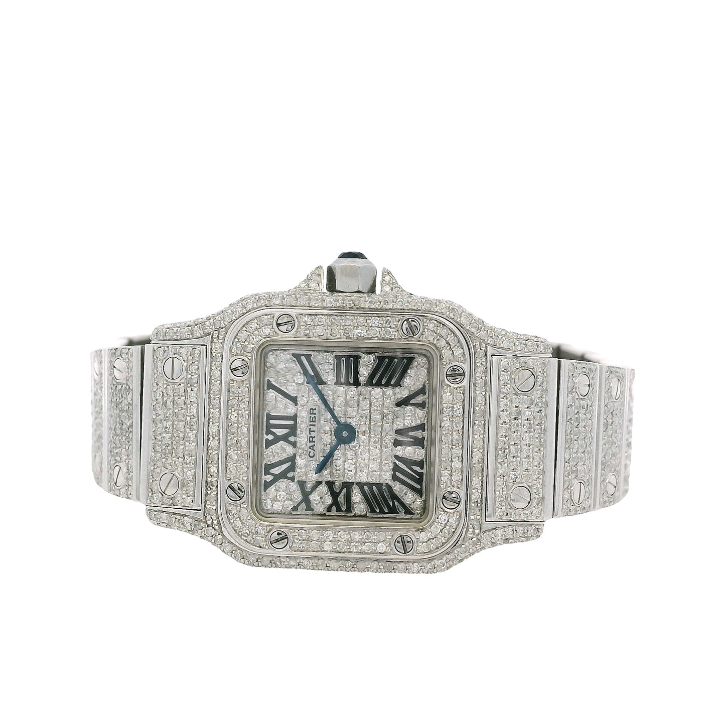 Cartier Santos Galbee 1565 Aftermarket Diamond 24mm Stainless Steel Watch