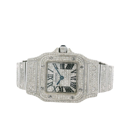 Cartier Santos Galbee 1565 Aftermarket Diamond 24mm Stainless Steel Watch