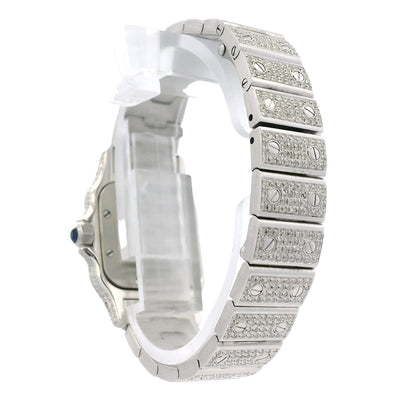 Cartier Santos Galbee 1565 Aftermarket Diamond 24mm Stainless Steel Watch