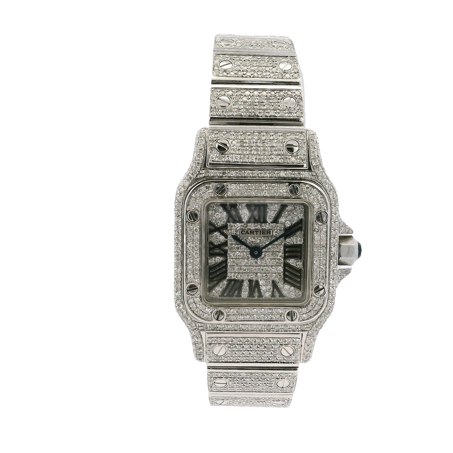Cartier Santos Galbee 1565 Aftermarket Diamond 24mm Stainless Steel Watch