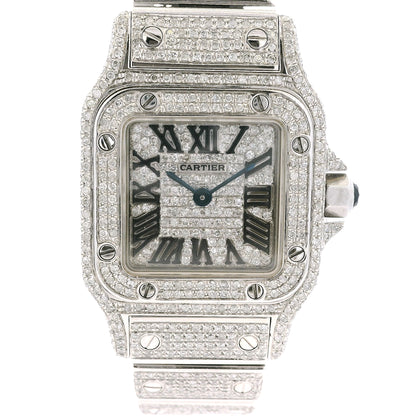 Cartier Santos Galbee 1565 Aftermarket Diamond 24mm Stainless Steel Watch
