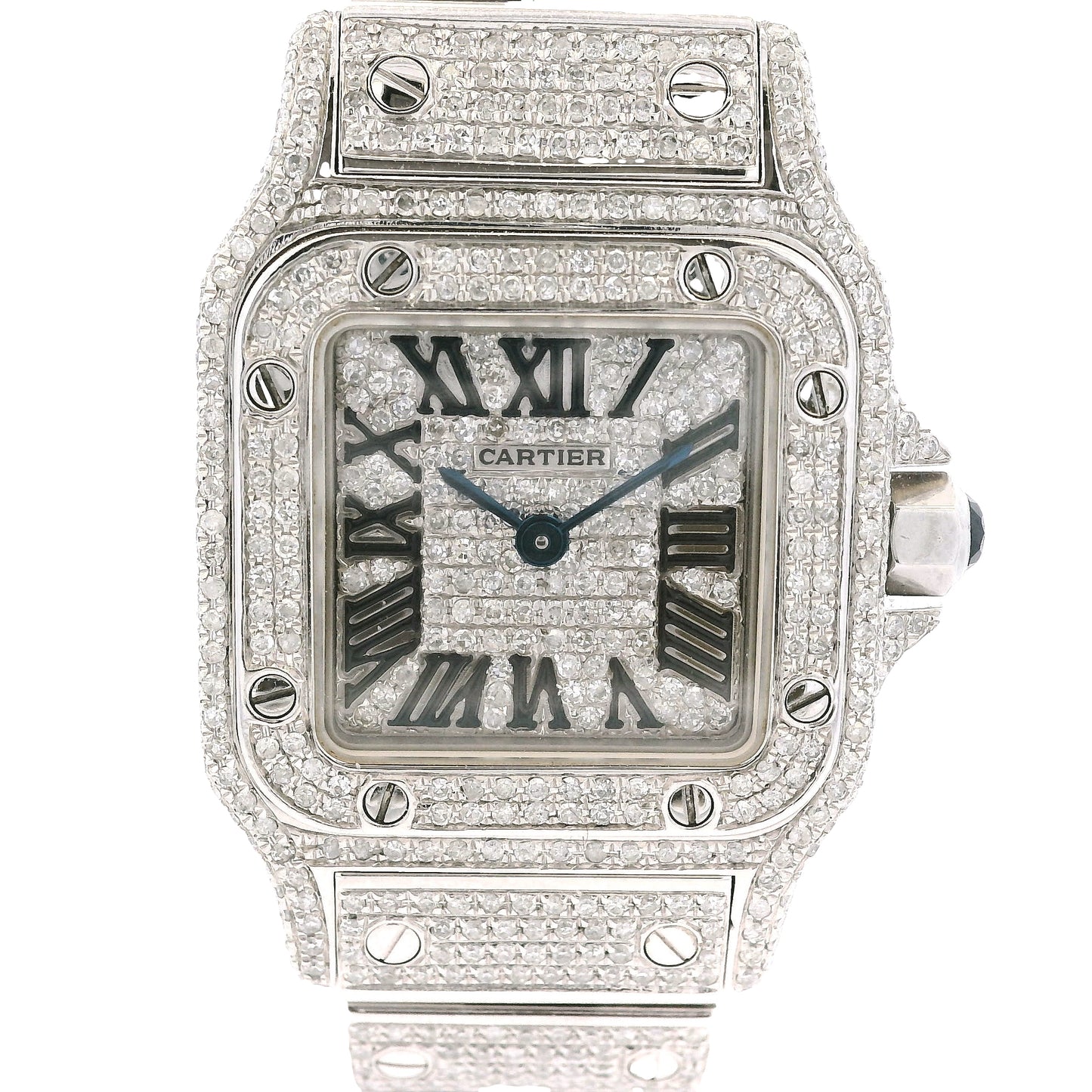 Cartier Santos Galbee 1565 Aftermarket Diamond 24mm Stainless Steel Watch